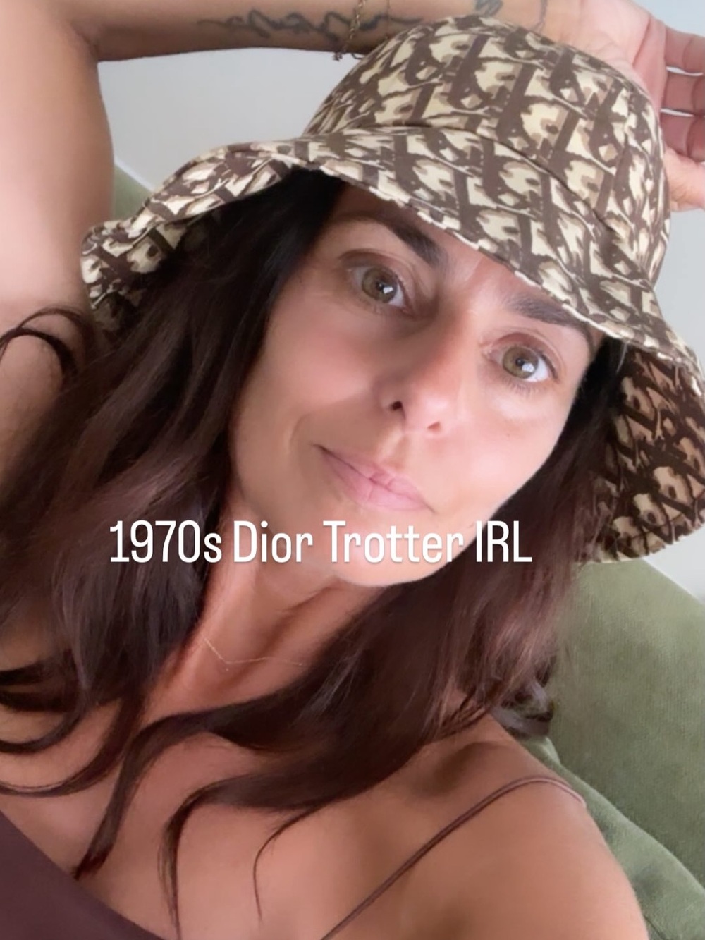 Vintage Christian Dior brown trotter monogram bucket hat one size